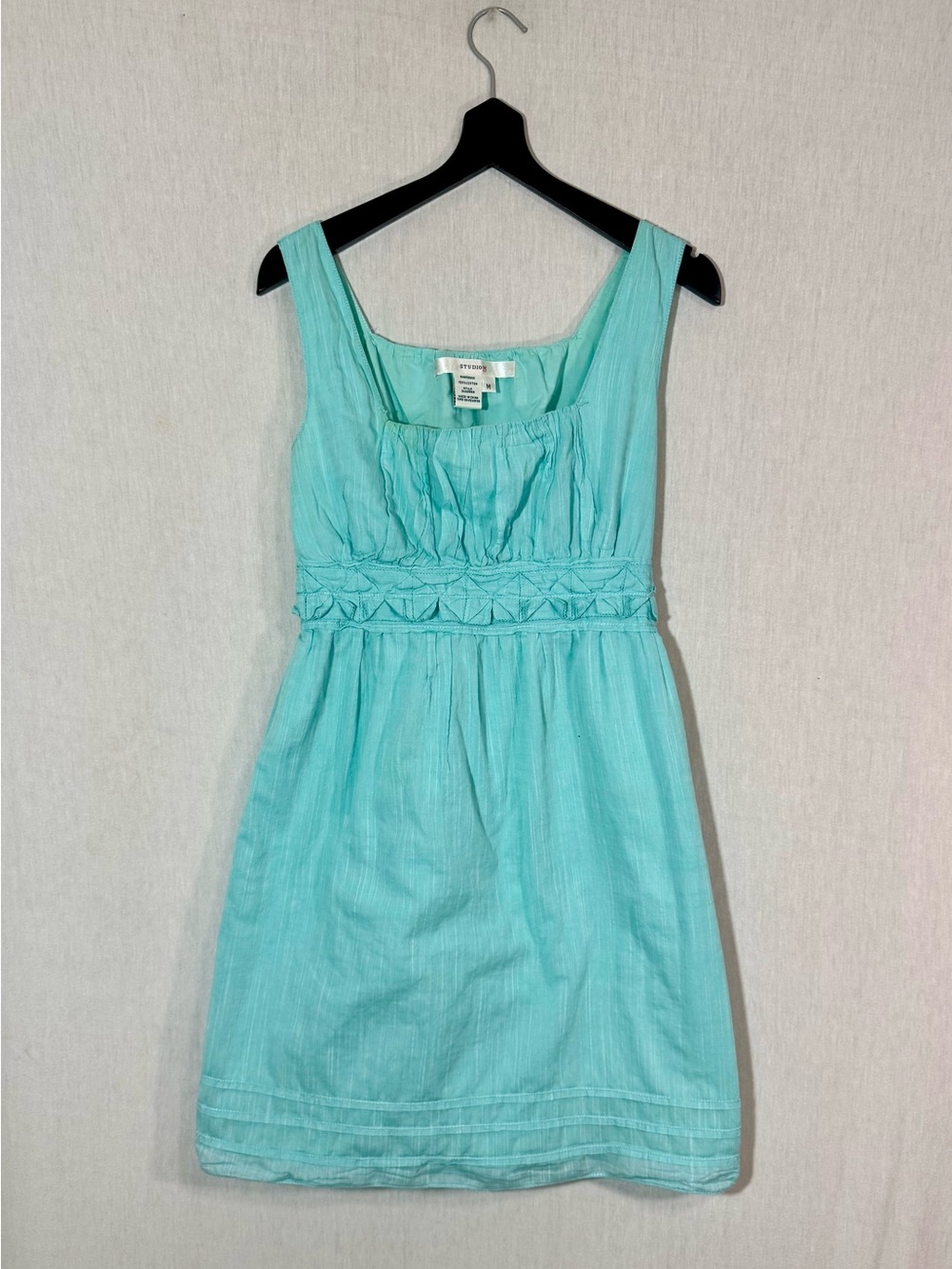 Studio M size M Light Aqua Summer Dress - Sleeveless Cotton Sundress